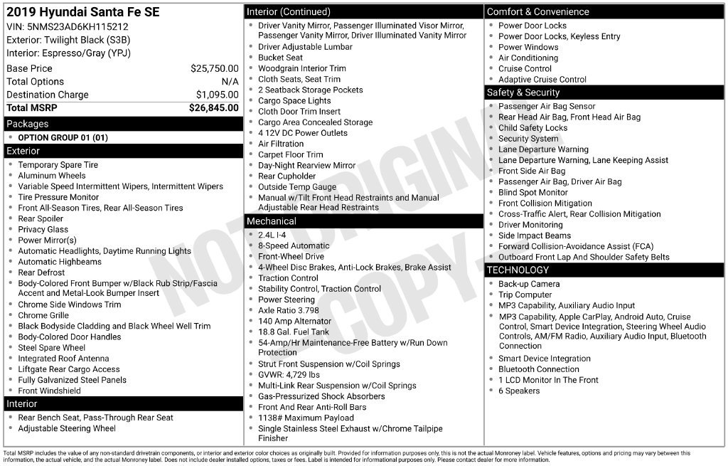 Used 2019 Hyundai Santa Fe SE FWD image 27