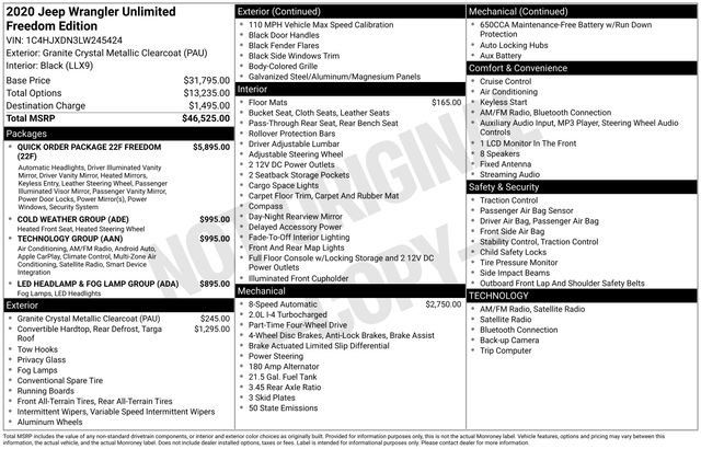 Used 2020 Jeep Wrangler Unlimited Freedom Edition image 37