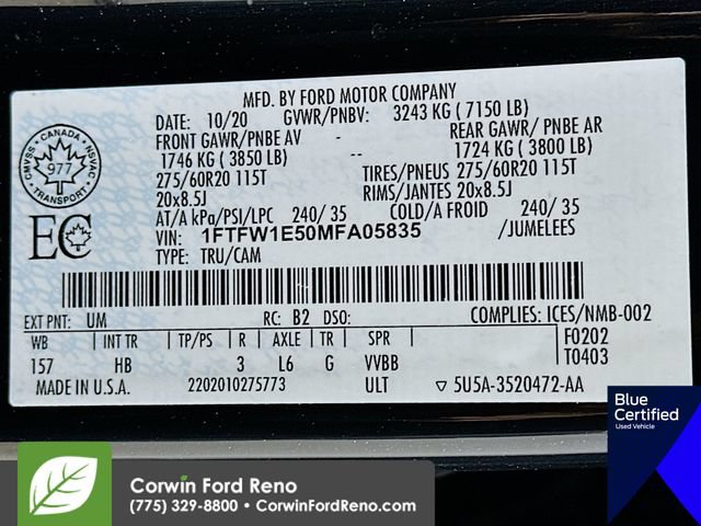 Certified 2021 Ford F150 Lariat w/ Equipment Group 502A High AWD/4WD image 36