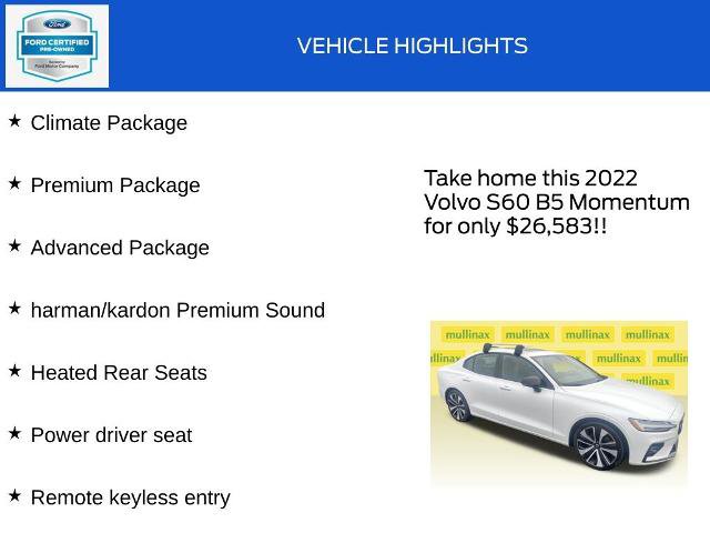 Used 2022 Volvo S60 B5 Momentum w/ Advanced Package image 17