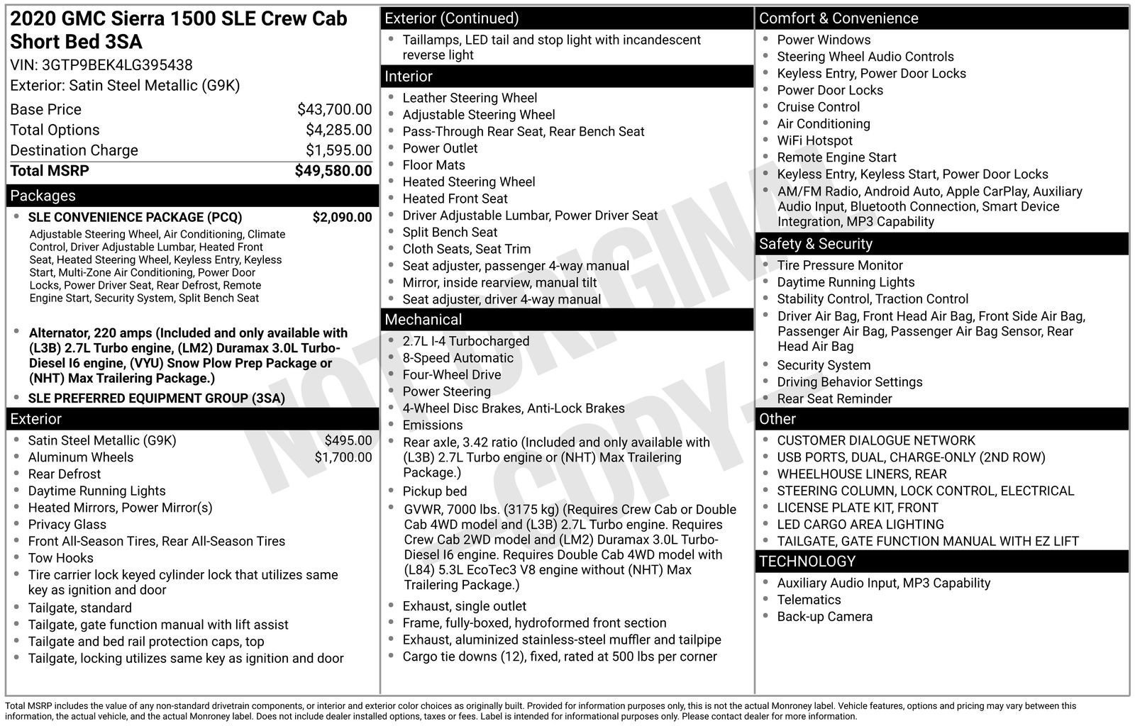 Used 2020 GMC Sierra 1500 SLE w/ SLE Convenience Package AWD/4WD image 6