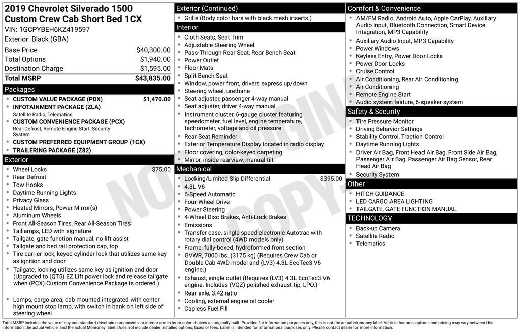 Used 2019 Chevrolet Silverado 1500 Custom w/ Custom Value Package image 15