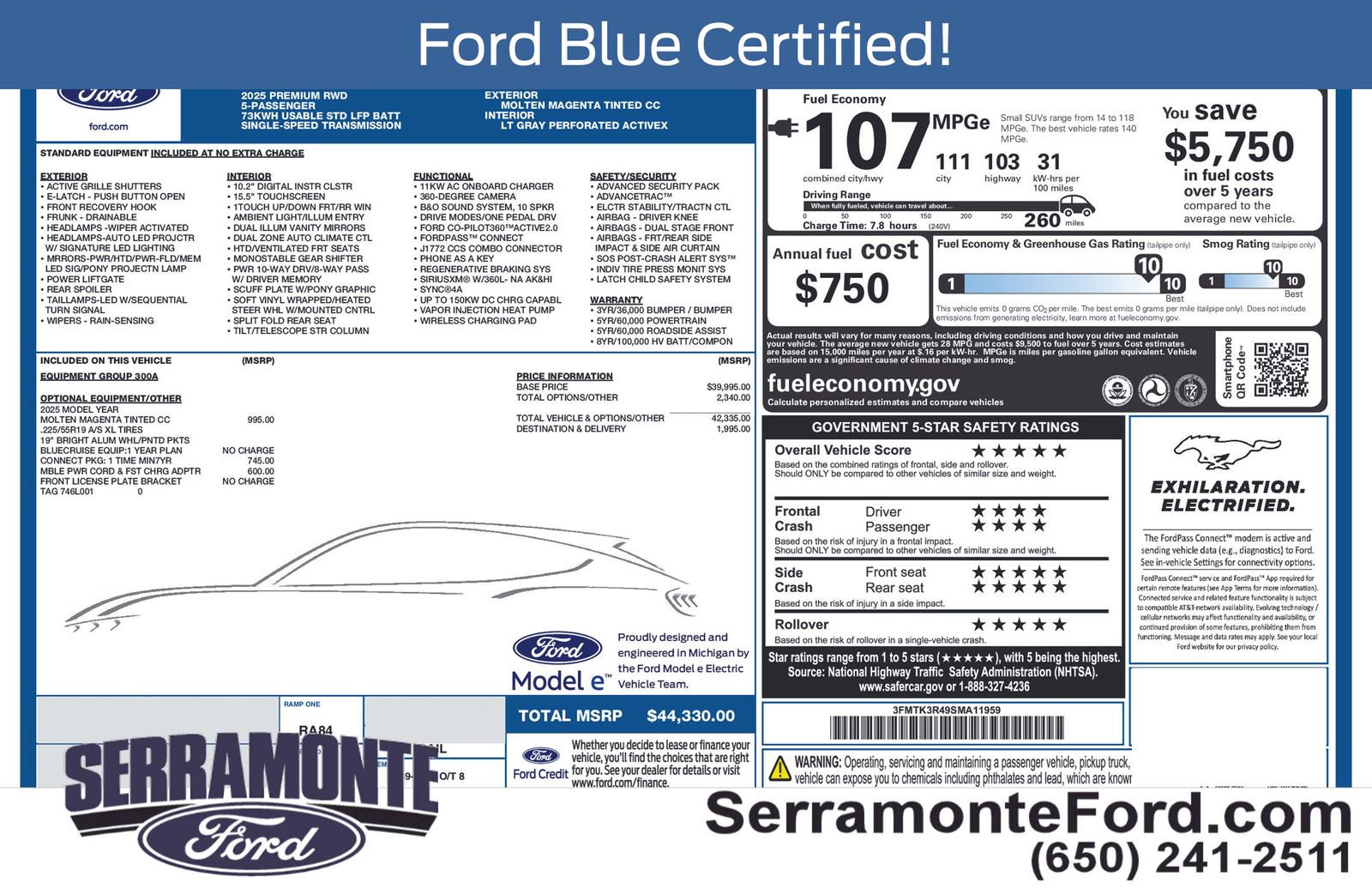 Certified 2025 Ford Mustang Mach-E Premium RWD image 16