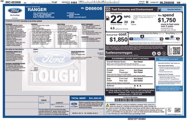 Certified 2021 Ford Ranger Lariat w/ Equipment Group 501A High AWD/4WD image 4