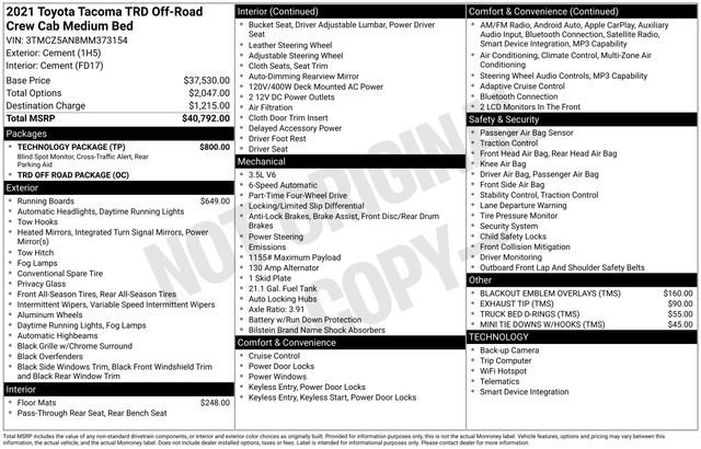 Used 2021 Toyota Tacoma TRD Off-Road w/ Technology Package image 34