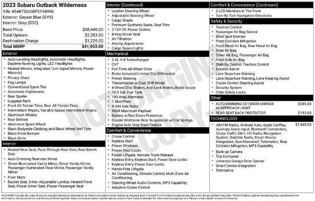 Used 2023 Subaru Outback Wilderness AWD/4WD image 2
