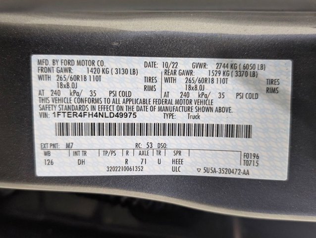 Certified 2022 Ford Ranger Lariat w/ Equipment Group 501A High image 11