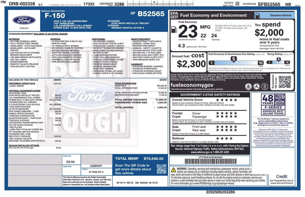 Certified 2025 Ford F150 Lariat w/ Equipment Group 501A Mid AWD/4WD image 12