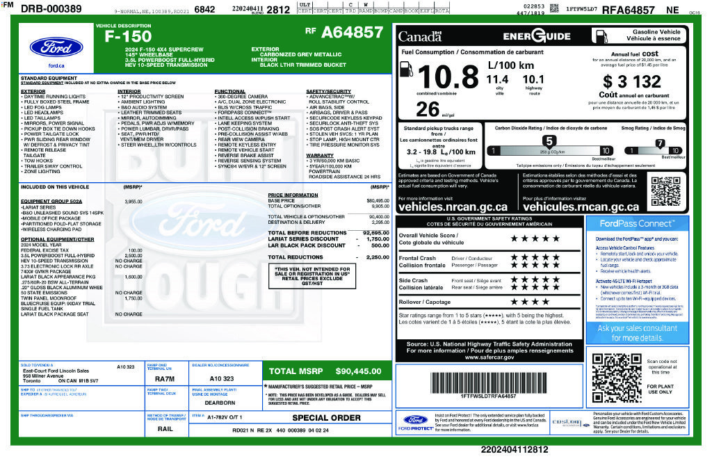 Certified 2024 Ford F150 Lariat w/ Equipment Group 502A High AWD/4WD image 39