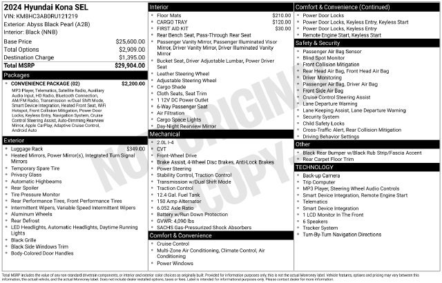 Used 2024 Hyundai Kona SEL w/ Convenience Package FWD image 5