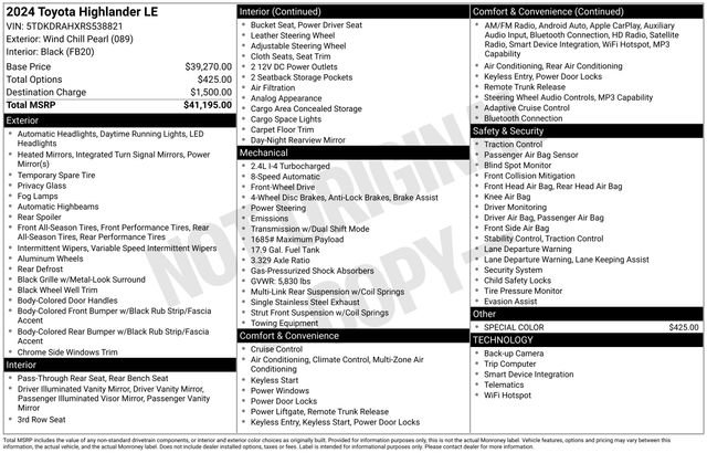 Used 2024 Toyota Highlander LE FWD image 6