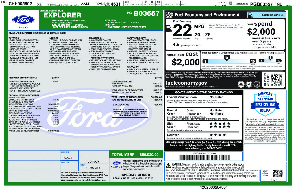 Certified 2023 Ford Explorer Limited w/ Limited Technology Package AWD/4WD image 3