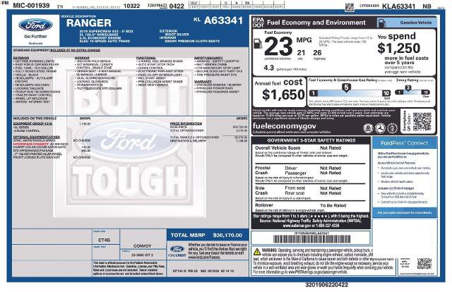 Certified 2019 Ford Ranger XL w/ Equipment Group 101A Mid RWD image 15