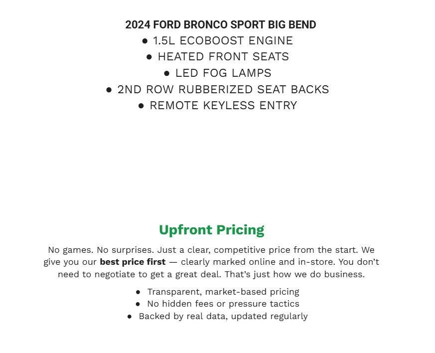 Certified 2024 Ford Bronco Sport Big Bend w/ Convenience Package AWD/4WD image 2