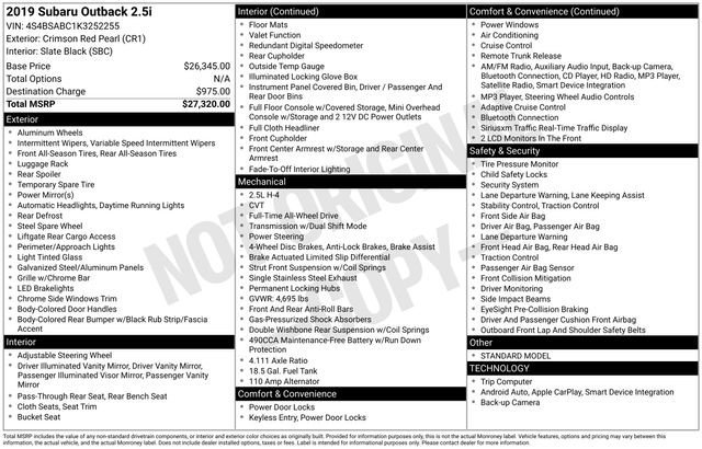 Used 2019 Subaru Outback 2.5i image 34