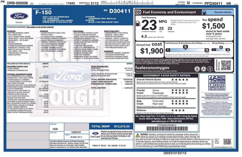 Certified 2023 Ford F150 Lariat w/ Equipment Group 502A High AWD/4WD image 28