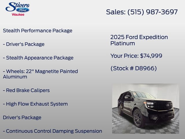 Certified 2025 Ford Expedition Platinum w/ Stealth Performance Package AWD/4WD image 8