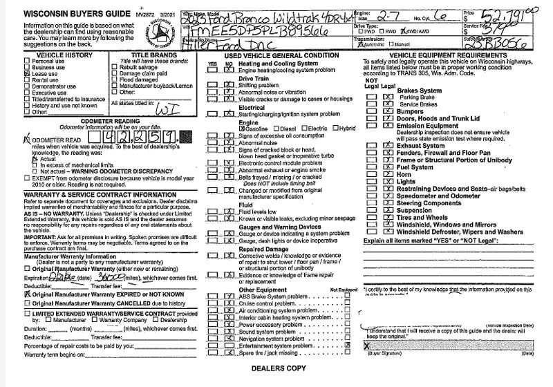 Certified 2023 Ford Bronco Wildtrak AWD/4WD image 43