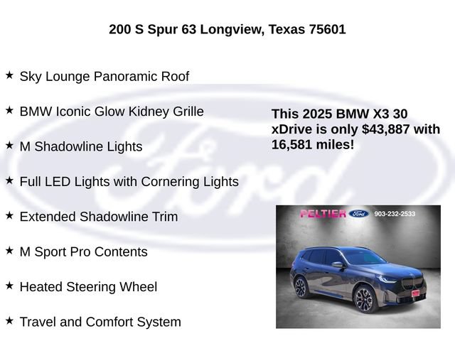 Used 2025 BMW X3 xDrive30i w/ M Sport Package AWD/4WD image 30