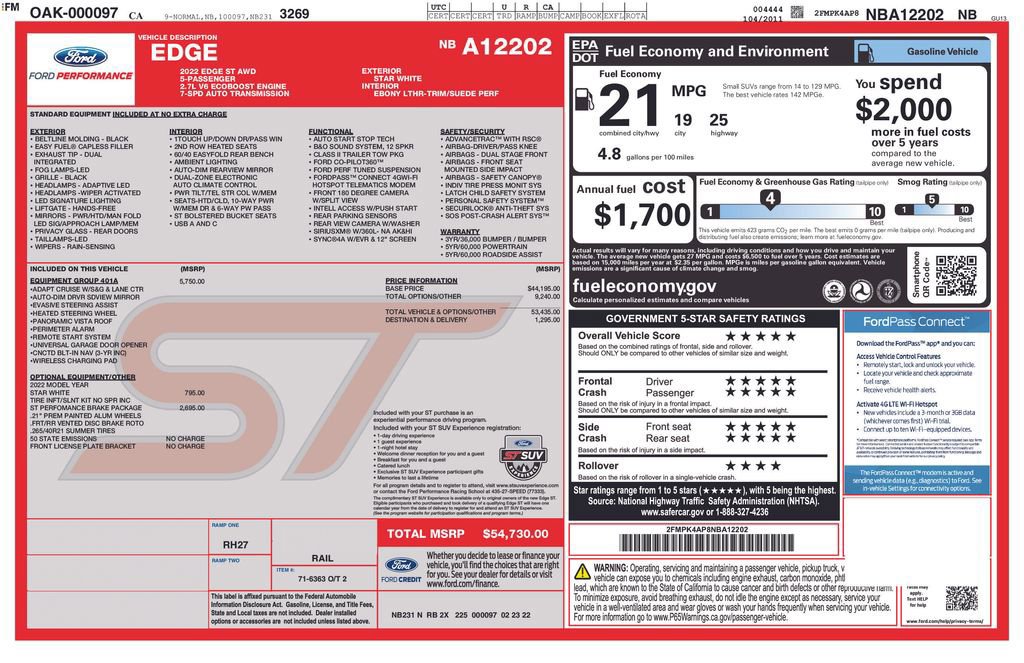 Certified 2022 Ford Edge ST w/ Equipment Group 401A image 26
