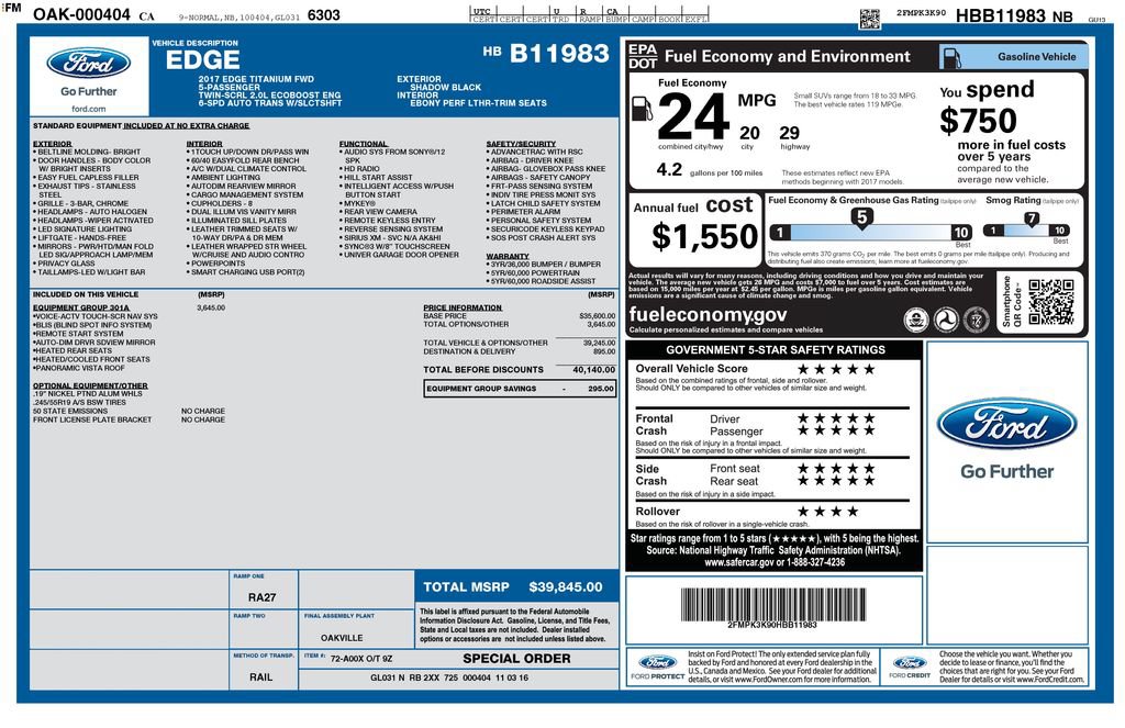 Certified 2017 Ford Edge Titanium w/ Equipment Group 301A FWD image 13