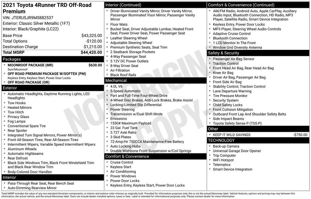 Used 2021 Toyota 4Runner TRD Off-Road Premium w/ Moonroof Package image 27