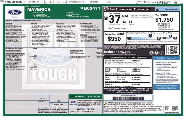 Certified 2022 Ford Maverick XLT w/ XLT Luxury Package FWD image 5