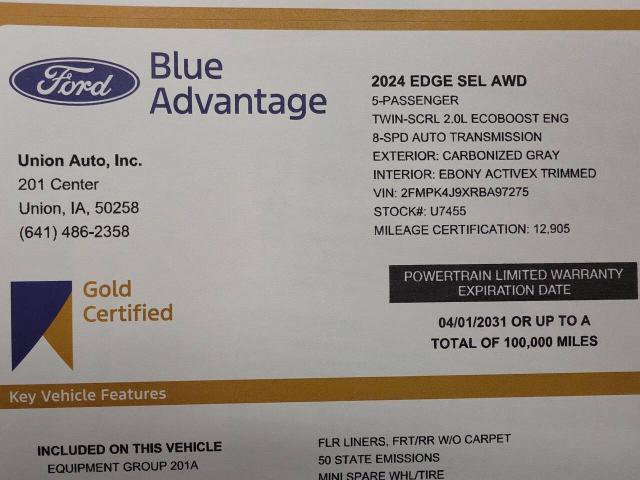 Certified 2024 Ford Edge SEL w/ Convenience Package AWD/4WD image 21