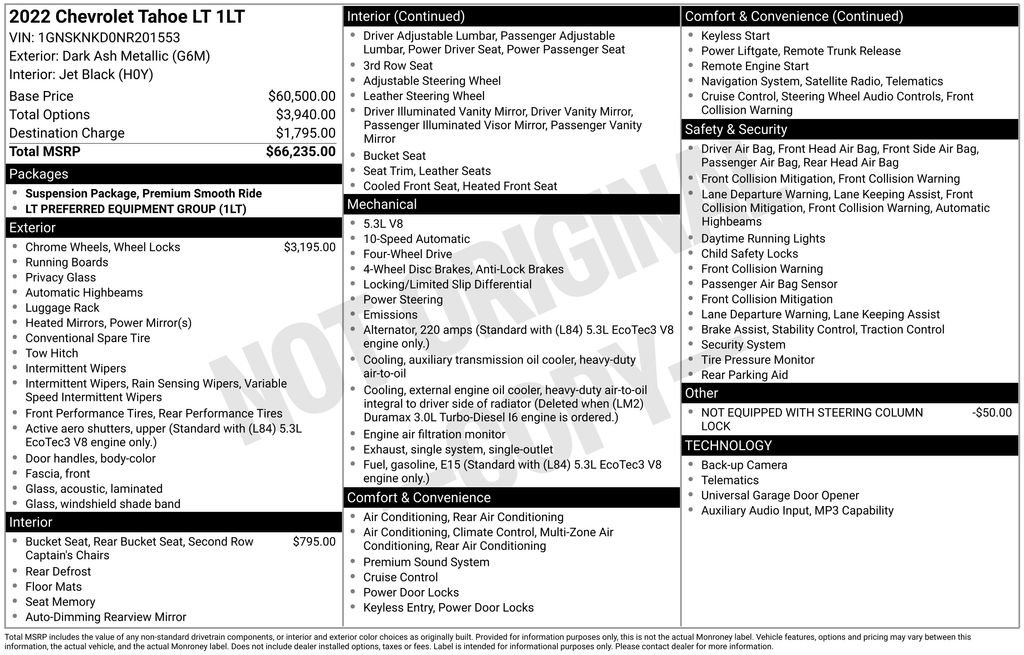 Used 2022 Chevrolet Tahoe LT AWD/4WD image 8