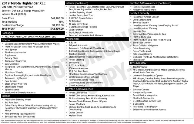 Used 2019 Toyota Highlander XLE AWD/4WD image 39
