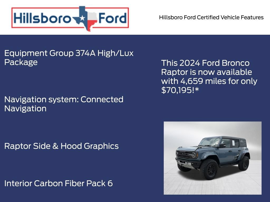 Certified 2024 Ford Bronco Raptor w/ Interior Carbon Fiber Pack 6 AWD/4WD image 5