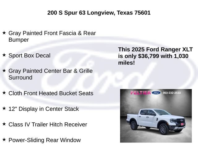 Certified 2025 Ford Ranger XLT w/ Equipment Group 301A High RWD image 25