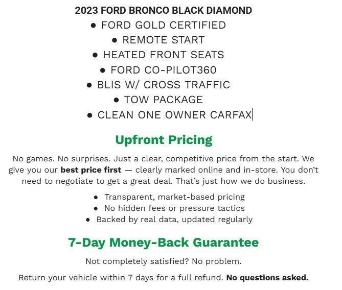 Certified 2023 Ford Bronco Black Diamond image 2