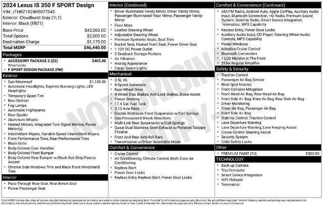 Used 2024 Lexus IS 350 F Sport w/ Accessory Package 2 RWD image 5