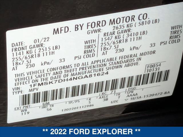 Certified 2022 Ford Explorer XLT w/ Equipment Group 202A image 25