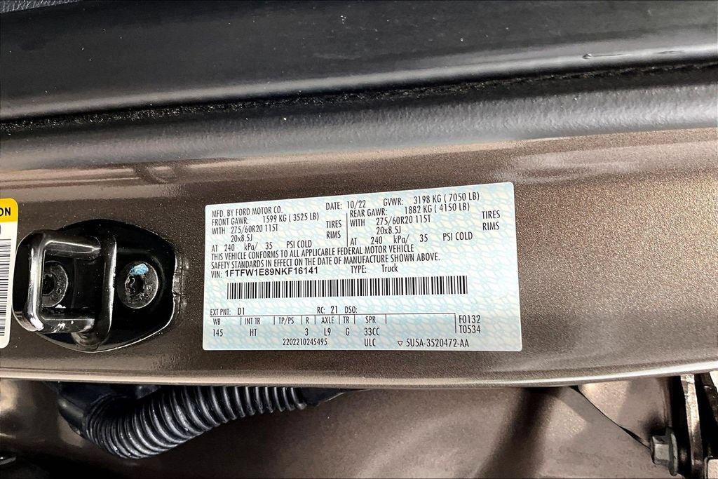 Certified 2022 Ford F150 Lariat w/ Max Trailer Tow Package AWD/4WD image 22
