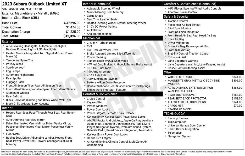 Used 2023 Subaru Outback Limited XT image 60