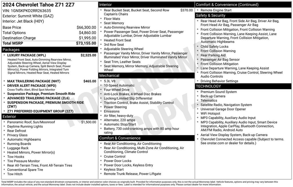 Used 2024 Chevrolet Tahoe Z71 w/ Luxury Package AWD/4WD image 5