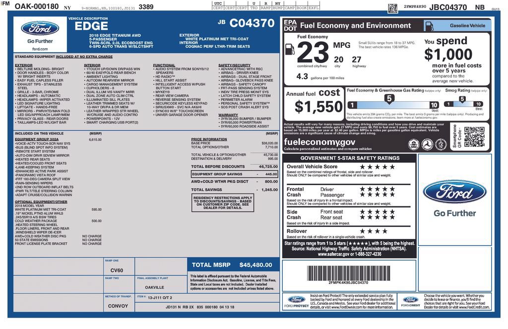 Certified 2018 Ford Edge Titanium w/ Equipment Group 302A AWD/4WD image 9