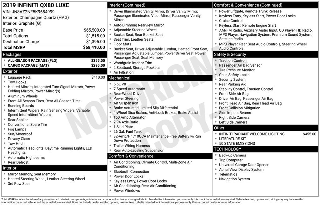 Used 2019 INFINITI QX80 Luxe w/ All-Season Package image 7