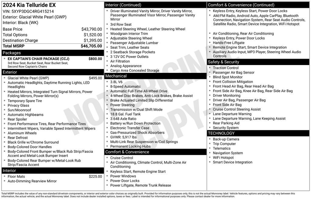 Used 2024 Kia Telluride EX w/ EX Captain's Chair Package
