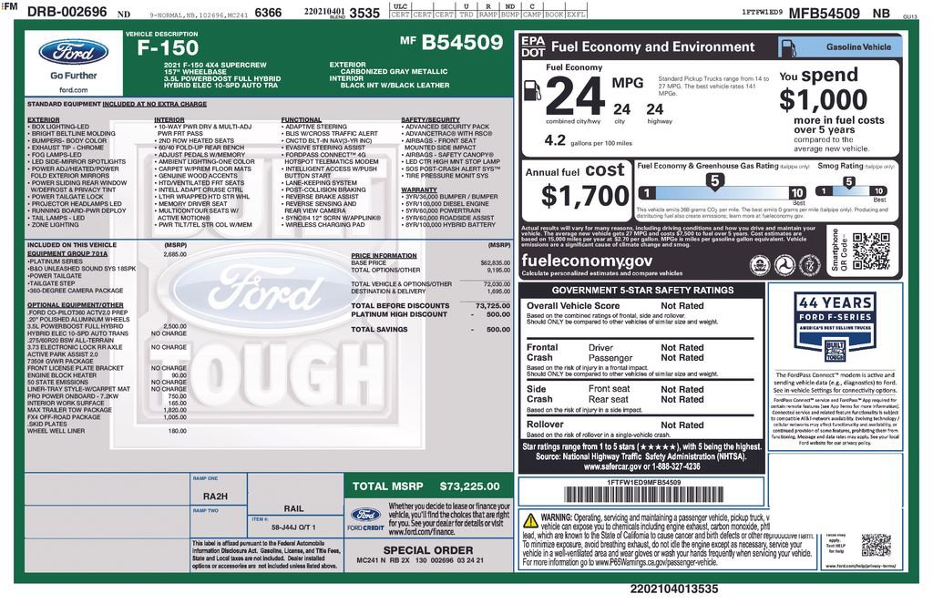 Certified 2021 Ford F150 Platinum w/ Equipment Group 701A High AWD/4WD image 3