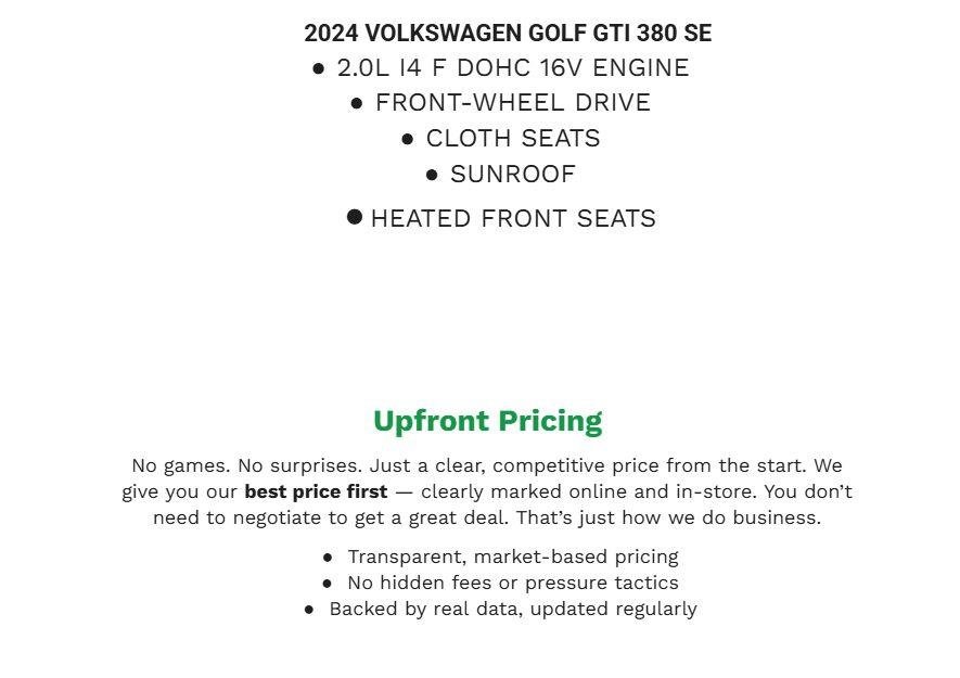 Used 2024 Volkswagen GTI SE FWD image 2