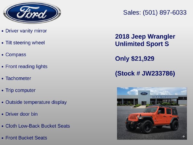 Used 2018 Jeep Wrangler Unlimited Sport S AWD/4WD image 30