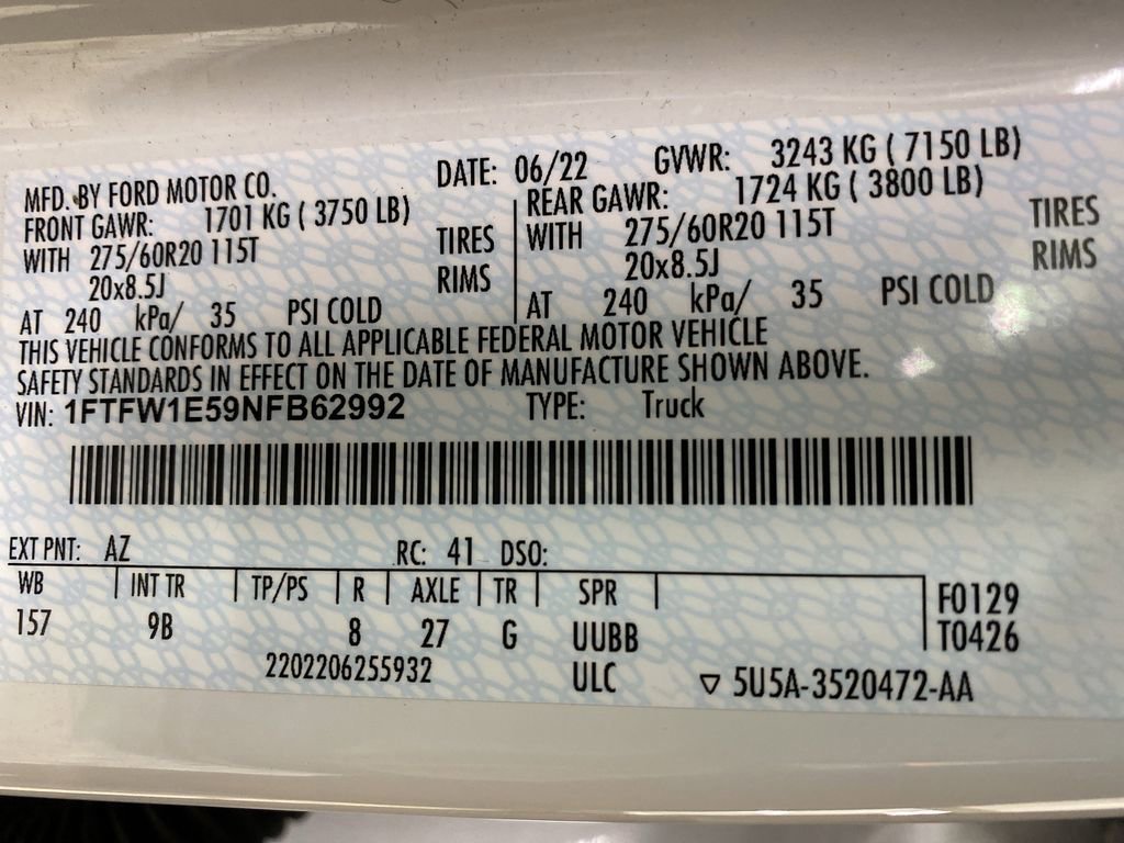 Certified 2022 Ford F150 Platinum w/ Equipment Group 701A High image 56