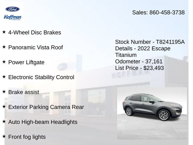 Certified 2022 Ford Escape Titanium w/ Class II Trailer Tow Package AWD/4WD image 25