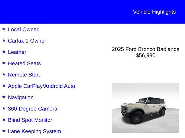 Certified 2025 Ford Bronco Badlands AWD/4WD image 3