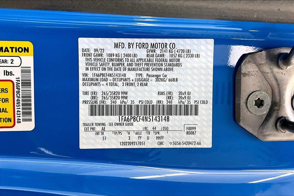 Certified 2022 Ford Mustang GT Premium w/ Equipment Group 401A RWD image 34