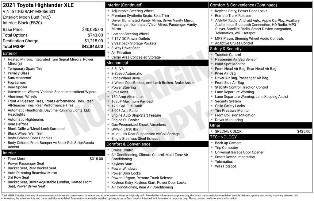 Used 2021 Toyota Highlander XLE image 33