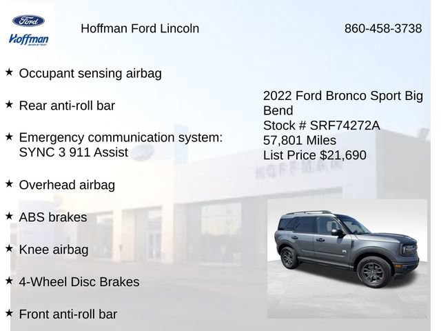 Certified 2022 Ford Bronco Sport Big Bend w/ Convenience Package image 29